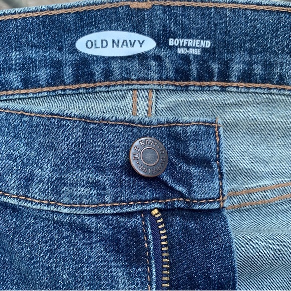 Dark-Wash Denim Mid-Rise Boyfriend Straight Jeans - Picture 4 of 11